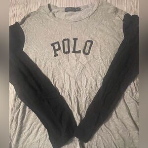Polo Ralph Lauren, gray black Henley shirt,‎ long sleeve size XL